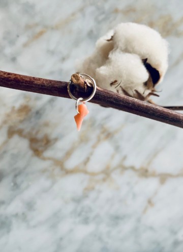Meno silver earring coral orange